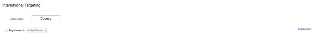 Google Search Console International Targeting
