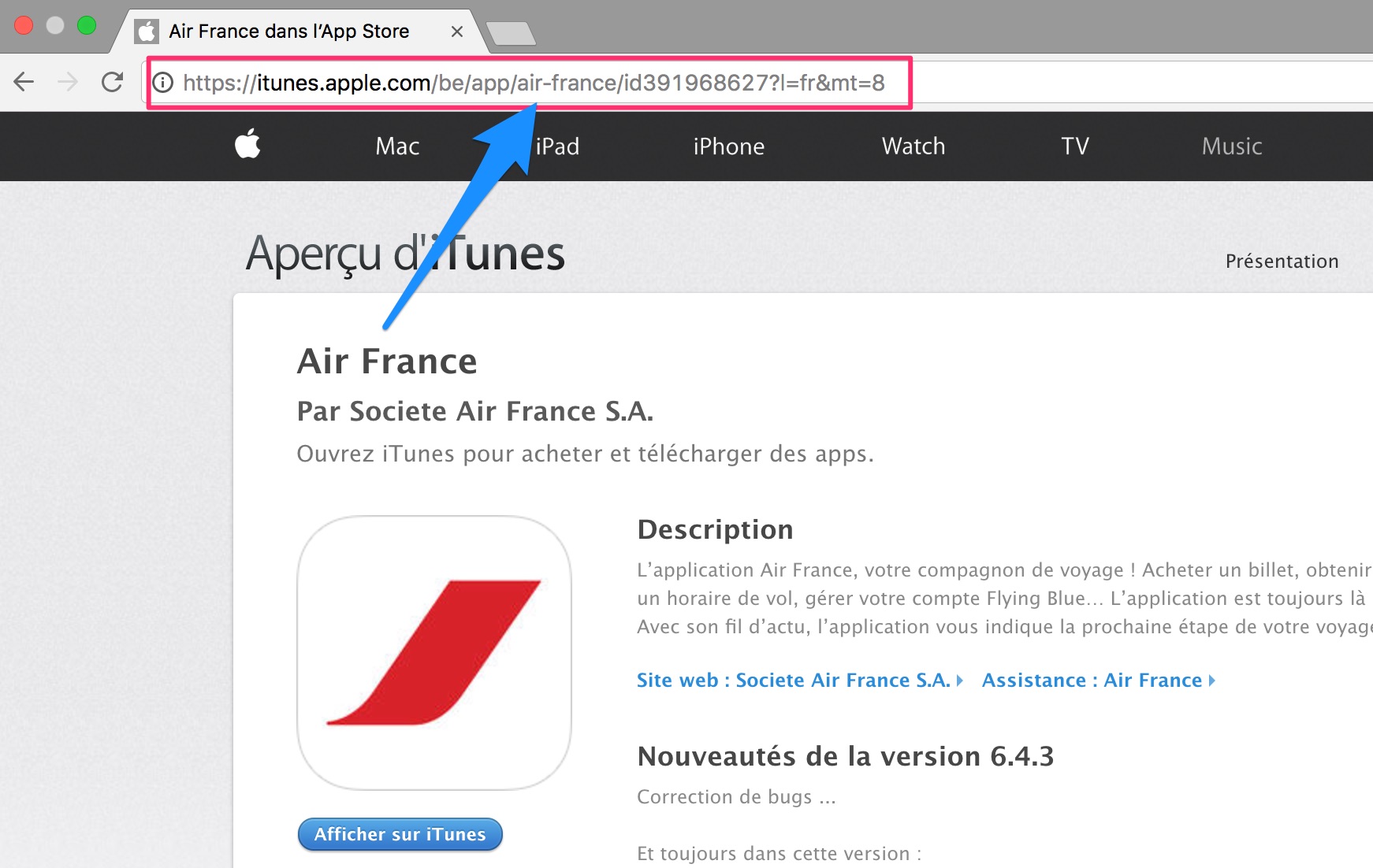 url app Air France