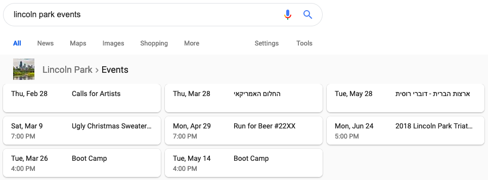 Local events SERP feature