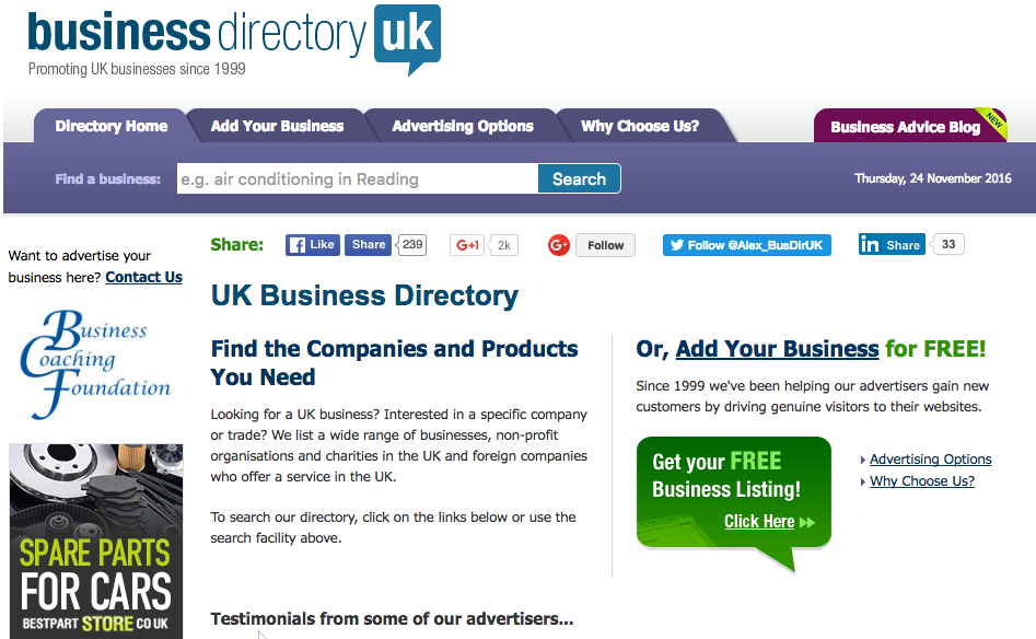 Business Directory UK website