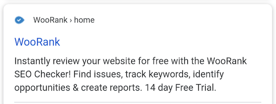 WooRank favicon in mobile SERP