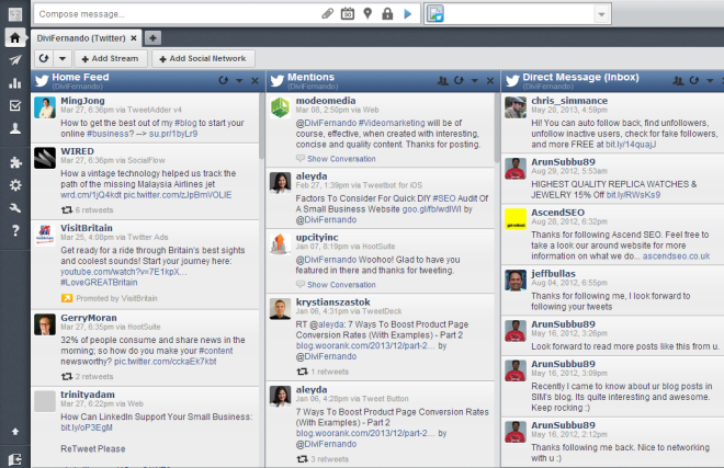Hootsuite social media management dashboard