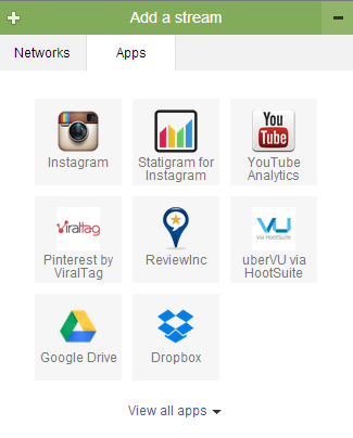 Adding apps onto Hootsuite dashboard