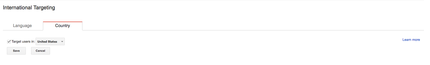 Google Search Console geotargeting
