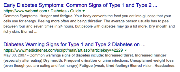 Google identifying synonyms in search results