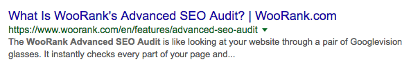 Brand name at the end of a title tag on a sample inner-page search result