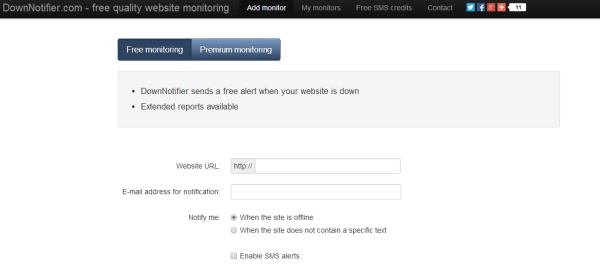 Downnotifier Free Uptime Monitoring Service