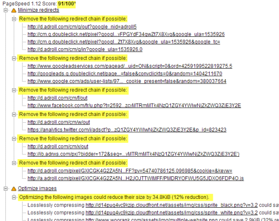 PageSpeed Score With Page Speed Tips On Webpagetest