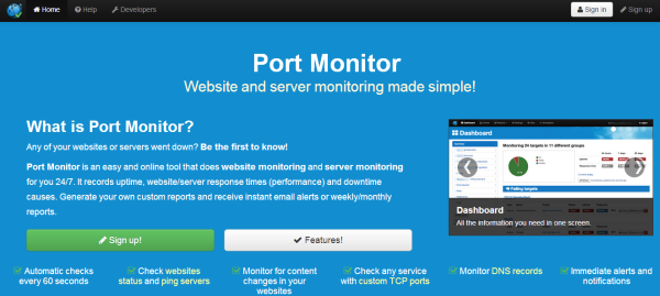 Port-monitor uptime monitoring tool