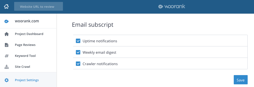 WooRank Uptime Monitoring Tool Settings