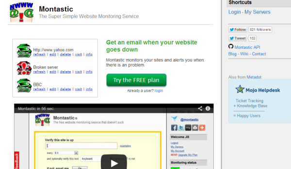 Montastic free uptime monitoring tool
