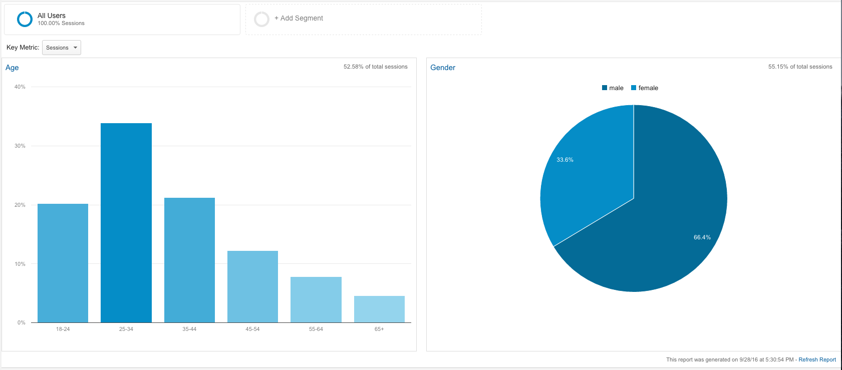 Google Analytics age and gender