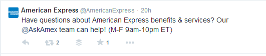 American Express Tweet About Their Customer Support Team On Twitter