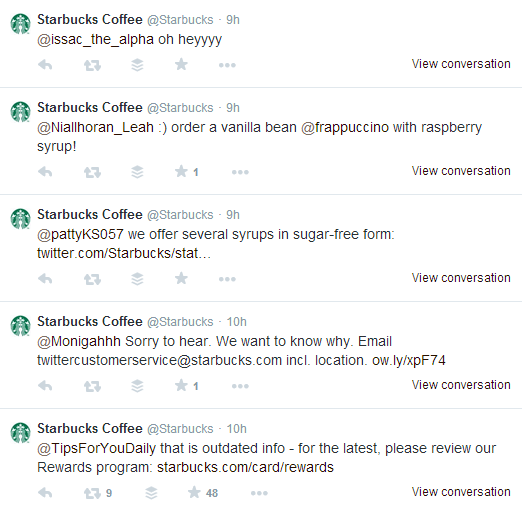 Starbucks Coffee Twitter Engagement With Customers