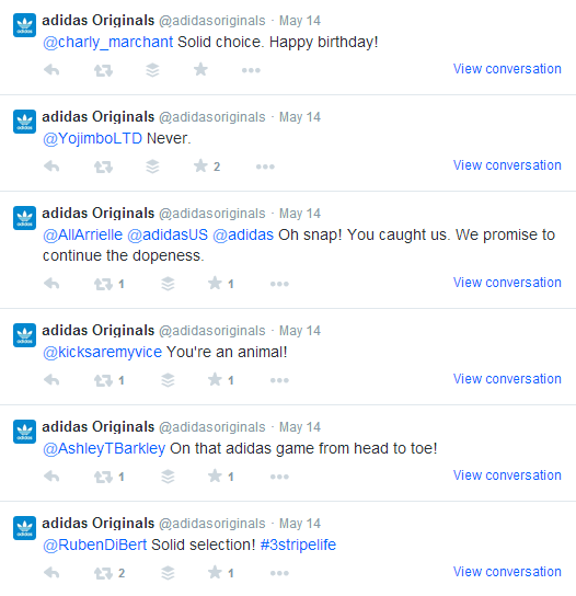 Adidas Originals Twitter Engagement With Customers