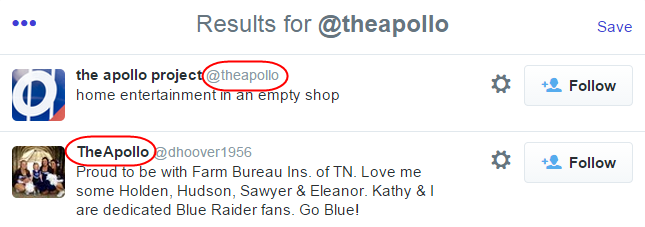 Brand name claimed as Twitter handle and profile name