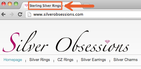 Keywords included in title tag shown in the browser tab
