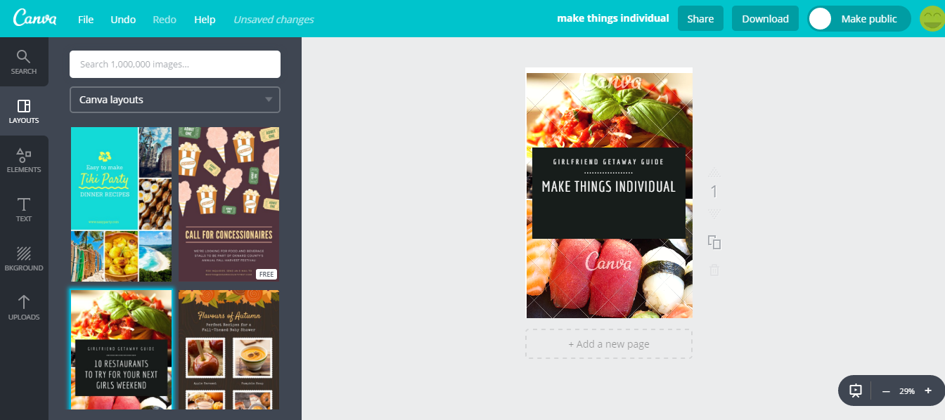 Canva graphics creation tool
