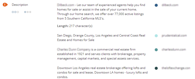 Meta Description Comparison On WooRank Website Review