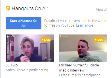 Example of Hangouts on Air