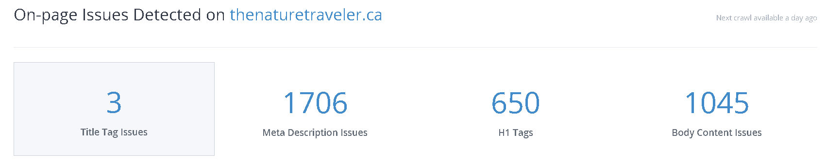 WooRank Site Crawl on-page title tag issues