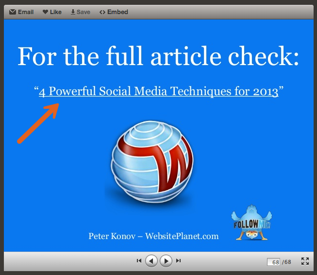 Example of a slide with a prominent call to action.