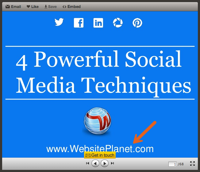 Example of a slide with a hyperlinked URL.