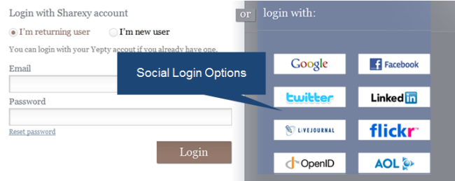 Social Login Options Sample 1