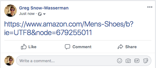 Generic URL shared on Facebook