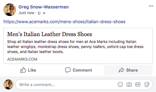 Descriptive URL shared on Facebook