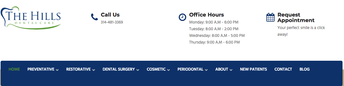 Navigation menu of dentit's office showcasing monetization-first keyword approach