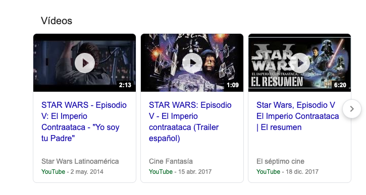 Carrusel de video SERP