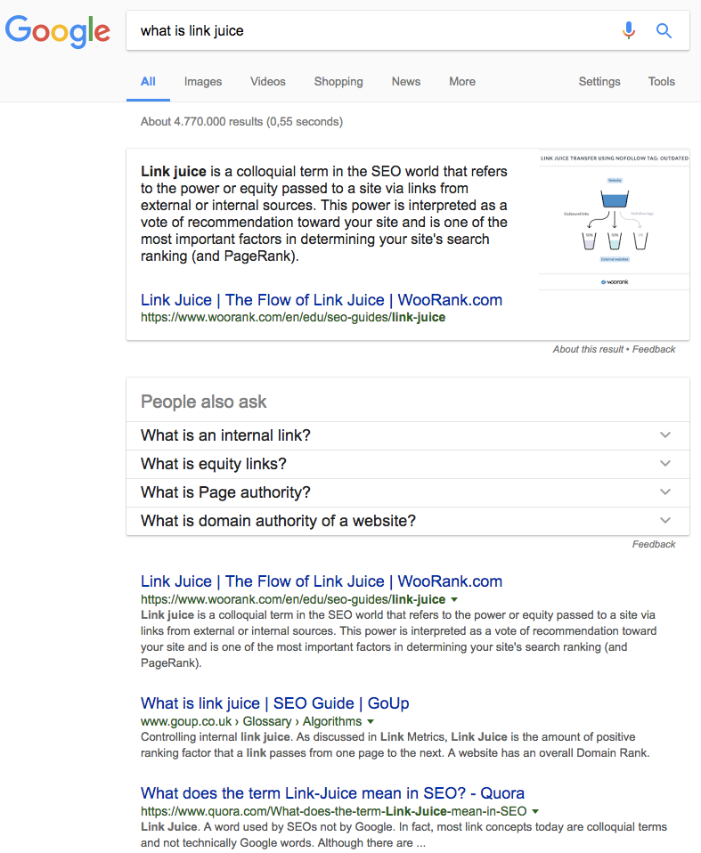 fragmento enriquecido de Google