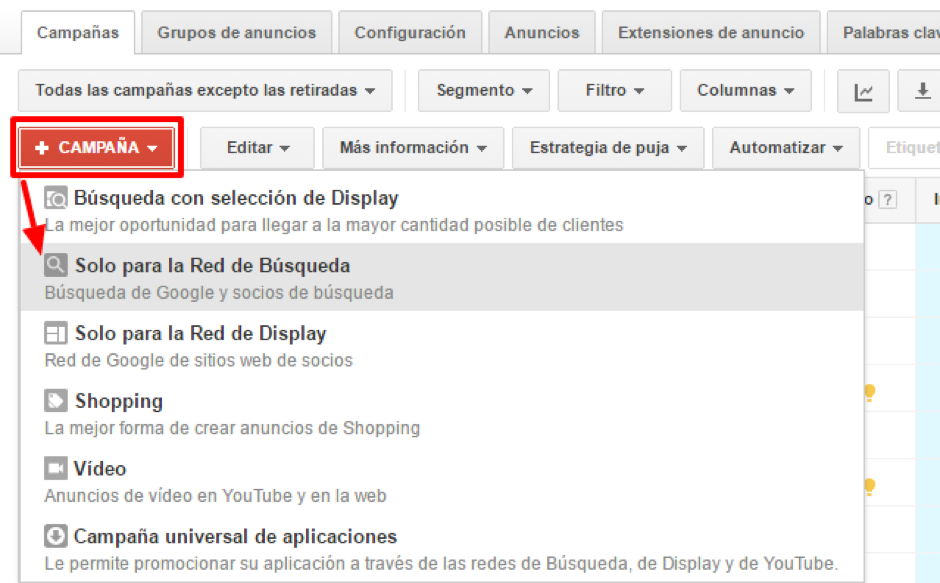 CoÌmo se crea una campaña de DSA