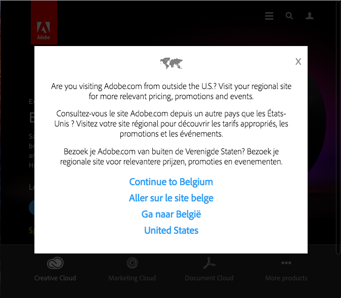 Option to choose the language of a website