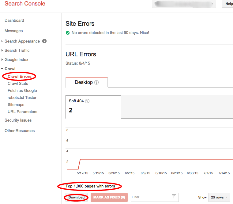 Search Console Crawl Errors