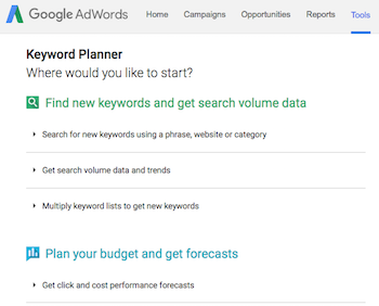 Keyword Planner de Google