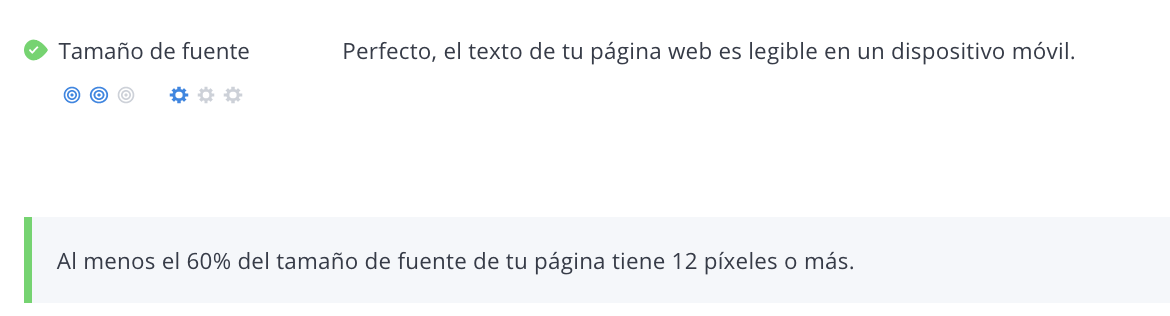Criterios de tamaño de fuente de revisión de WooRank